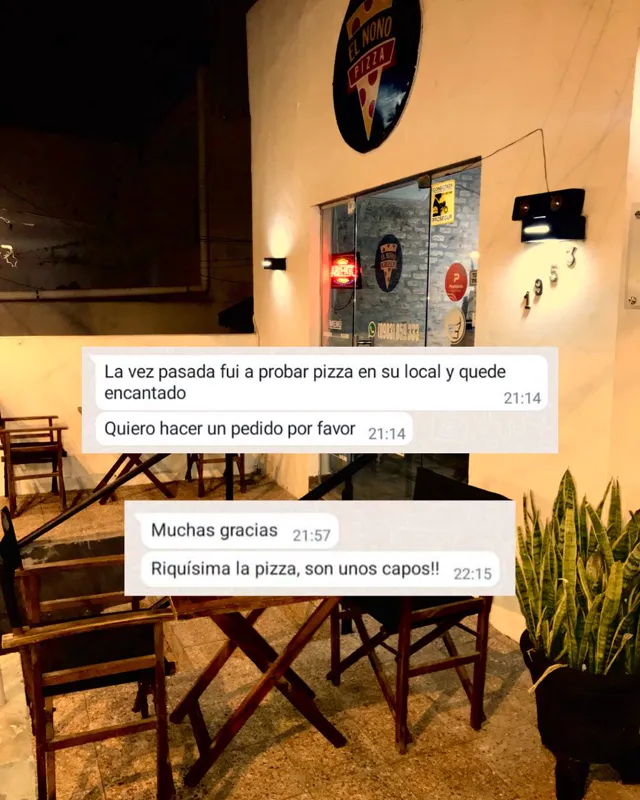 Testimonio por WhatsApp: «La vez pasada fui a probar pizza en su local y quedé encantado. Riquísima la pizza, son unos capos»